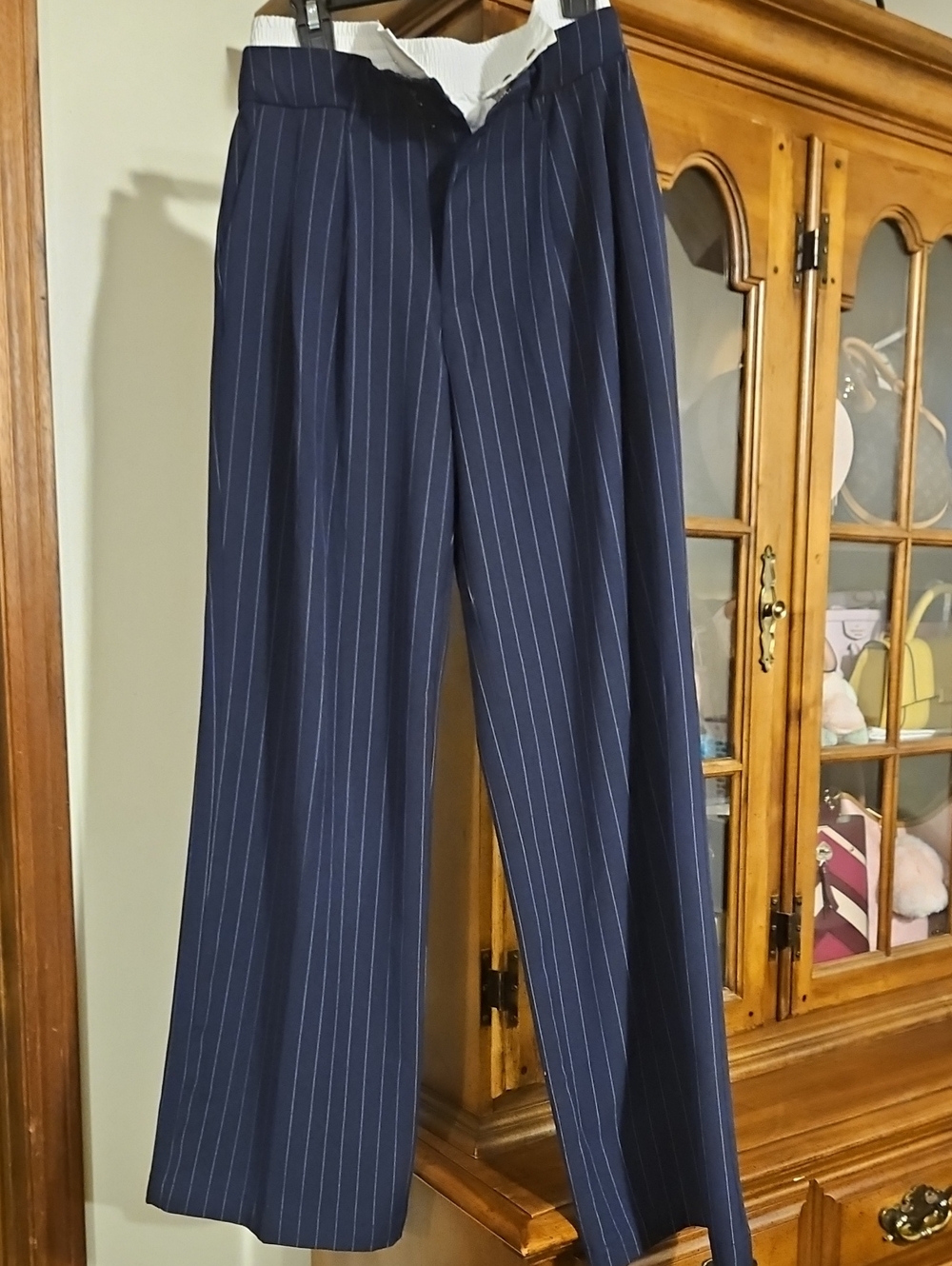 Navy Pinstripe Men's Dress Pants